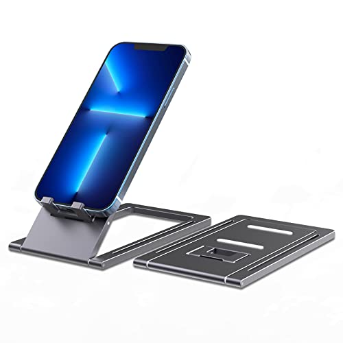 YIFACOOM Soporte Móvil Mesa, Soporte Móvil Plegable Aluminio Ajustable Multiángulo, Soporte Dock Base Portátil para iPhone 13 12 Mini 12 Pro MAX 11 SE, Xiaomi Redmi 9S 8 Pro y Otras Smartphones