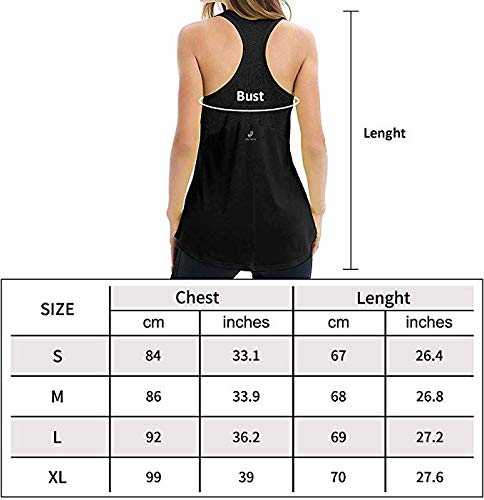 YINI - Camiseta de Tirantes de Malla con Espalda Cruzada para Yoga, para Mujer Negro Negro (M