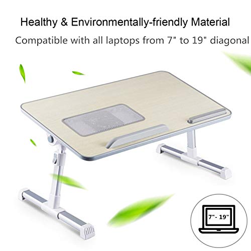 YJHome Mesa para Ordenador Portátil - con Ventilador de Refrigeración - con Reposamanos Suave - Plegable Mesa de Cama Ajustable en Altura, para Cama o Sofá (52 x 30 cm)