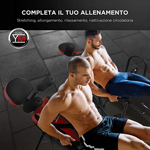 YM Tabla de inversión gravitacional plegable profesional con soporte para hombros y cinturón de seguridad, equilibrio perfecto, ergonómico, seguro y resistente - Certificación EN ISO 20957-1