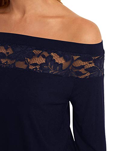 YOINS Camisa para Mujer Invierno Camiseta Manga Larga Camisas de Encaje con Hombros Descubiertos Blusa Informal
