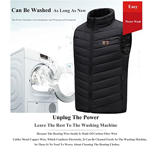 Yokbeer Chaleco con Calefacción, Chaqueta con Calefacción Eléctrica para Hombres y Mujeres, Chaleco con Calefacción con Carga USB con 11 Almohadillas Térmicas para Senderismo Al Aire Libre