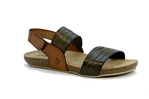 Yokono Ibiza 142 Sandalia mujer vaquetilla, velcro (oliva/nuez, numeric_37)