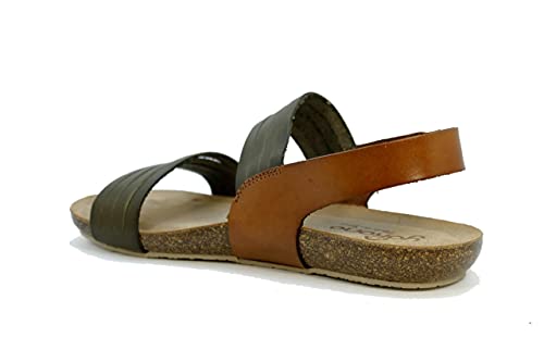 Yokono Ibiza 142 Sandalia mujer vaquetilla, velcro (oliva/nuez, numeric_37)