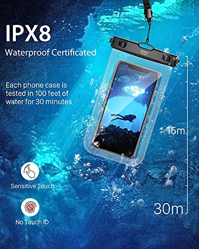 YOSH Funda Impermeable Móvil IPX8 Universal, Bolsa para Móvil Estanca a Prueba de Agua para iPhone 12 Pro MAX 11 XR X 8 7 Galaxy Note 20 S21 Xiaomi Poco X3 RedMi Note 9 Huawei Mate40 Pro hasta 7''