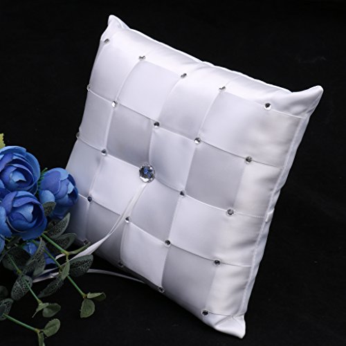 yotijar Colgante de Cristal Blanco Cojín de de Látex Almohada de Ceremonia de Boda