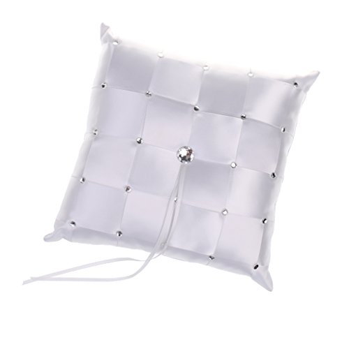 yotijar Colgante de Cristal Blanco Cojín de de Látex Almohada de Ceremonia de Boda