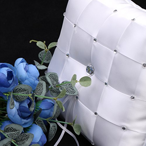 yotijar Colgante de Cristal Blanco Cojín de de Látex Almohada de Ceremonia de Boda