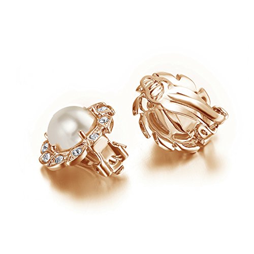 Yoursfs Natural de la perlas artificiales de agua dulce de flores pendientes para las mujeres chapado en oro tornillo de diente de sierra