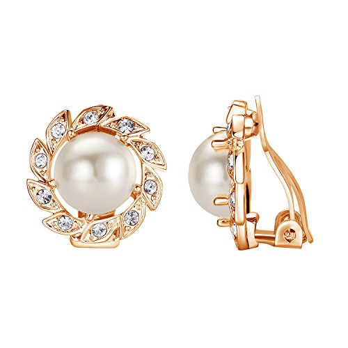 Yoursfs Natural de la perlas artificiales de agua dulce de flores pendientes para las mujeres chapado en oro tornillo de diente de sierra
