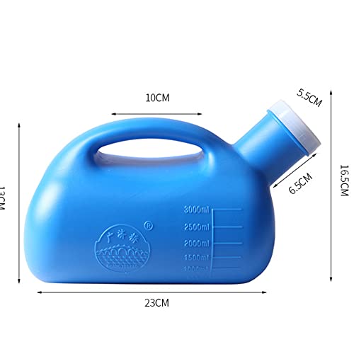 YUMSUM 3000 ML Grande Masculino Orinal Portátil Para Hombre Potty Pee Colector de Botellas Baño Aseo (Azul)