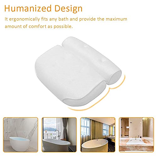 YUNYODA Almohada de baño de SPA con 6 ventosas, Soporte Suave la Cabeza, El Cuello, los Hombros y la Espalda y una cómoda Alfombra de baño, para SPA en Casa Bañera de Hidromasaje e Hidromasaje