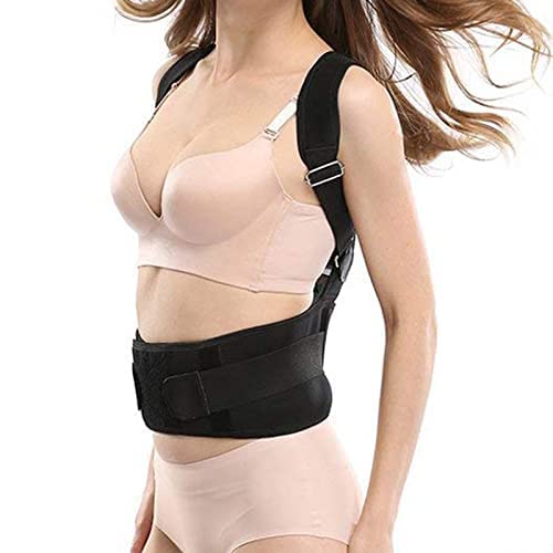 Zagon Corrector de espalda-corrector de postura-discreto para hombre y mujer-faja lumbar para trabajar-totalmente ajustable-corrector para reducir el dolor de espalda (negro) (S/M)