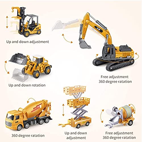 ZAHRH Vehículos de construcción Juguetes de Camiones, camión de ingeniería Cabeza de camión de aleación, Tractor Trailer Excavator Cargador de Cemento Carretilla elevadora Style A