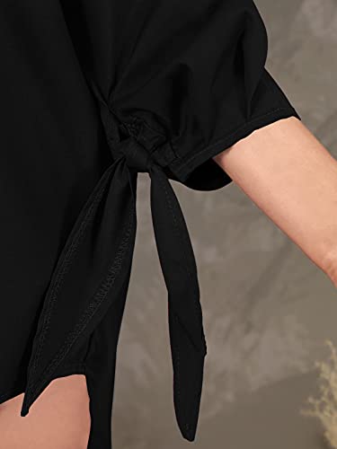 ZANZEA Camisa Mujer Manga 3/4 Sin Hombros Sexy Camisetas Mujer Baratas Blusas Irregular 01-Negro M