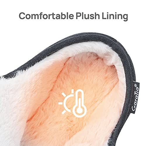 Zapatillas Casa Mujer Cerradas Ajustables de Invierno Pantuflas para Diabéticos Antideslizantes Gris Oscuro 37/38 EU