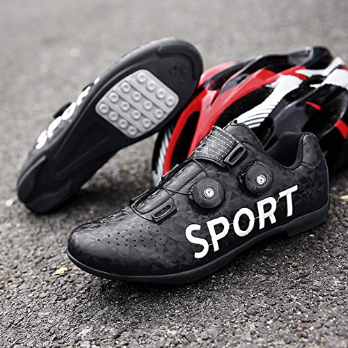 Zapatillas De Ciclismo De Carretera Negras Adultos Con Cerradura Zapatillas Ciclismo MTB Para Interiores Y Exteriores Hombres Mujeres Ciclismo Fitness Zapatillas Antideslizantes ,37 Mountain soles