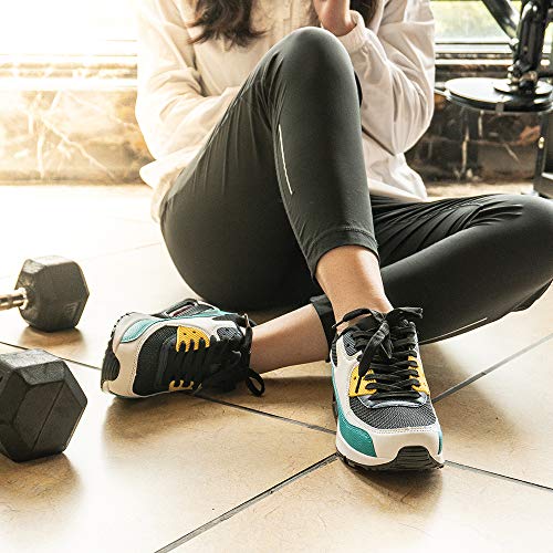 Zapatillas de Deportivas Mujer Zapatos Correr Hombre Running Casual Sneakers Cordones Colchón de Aire Ligero Respirable Calzado Verde 38