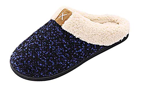 Zapatillas de Estar por casa Mujer Hombre Espuma de Memoria Invierno Interior Pantuflas Caliente Forro Ultraligero Cómodo y Antideslizante,Azul,40/41 EU(280MM)