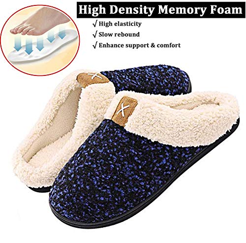 Zapatillas de Estar por casa Mujer Hombre Espuma de Memoria Invierno Interior Pantuflas Caliente Forro Ultraligero Cómodo y Antideslizante,Azul,40/41 EU(280MM)