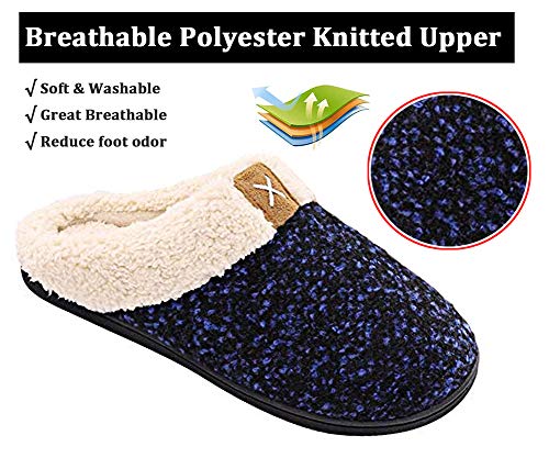 Zapatillas de Estar por casa Mujer Hombre Espuma de Memoria Invierno Interior Pantuflas Caliente Forro Ultraligero Cómodo y Antideslizante,Azul,40/41 EU(280MM)
