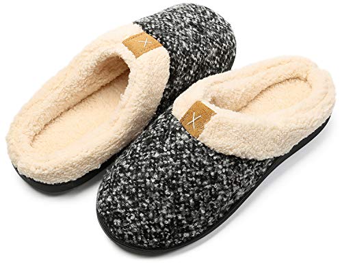 Zapatillas de Estar por casa Mujer Hombre Espuma de Memoria Invierno Interior Pantuflas Caliente Forro Ultraligero Cómodo y Antideslizante,Gris,42/43 EU(290MM)