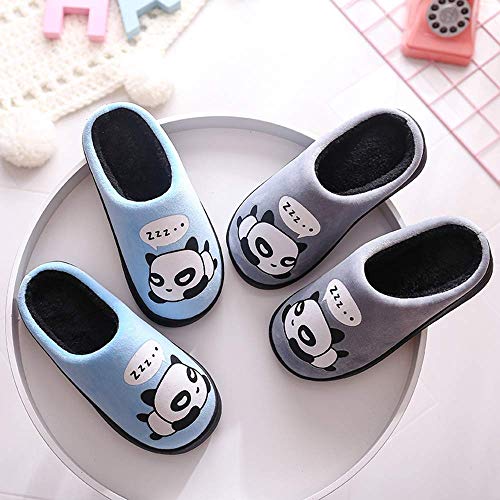 Zapatillas de Estar por Casa para Niñas Niños Otoño Invierno Zapatillas Mujer Hombres Interior Caliente Suave Dibujos Animados Panda Zapatos Azul 35/36 EU = 36/37 CN
