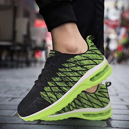 Zapatillas de running para mujer, de tejido de malla transpirable, antideslizantes, antideslizantes, calzado, para correr, para exteriores, Jogging Walking Tennis, verde, 38 EU