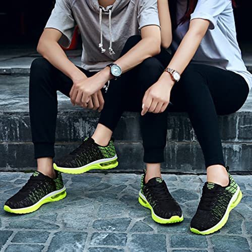 Zapatillas de running para mujer, de tejido de malla transpirable, antideslizantes, antideslizantes, calzado, para correr, para exteriores, Jogging Walking Tennis, verde, 38 EU