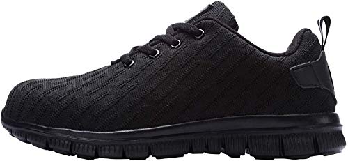 Zapatillas de Seguridad Hombre,Trabajo con Puntera de Acero Transpirable Reflectante Botas de Seguridad(Negro,40)
