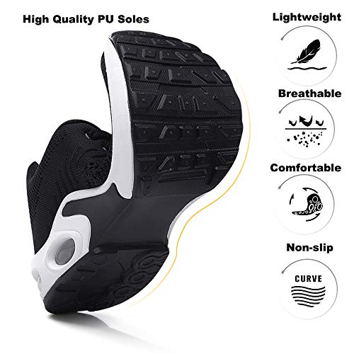Zapatillas Deportivas de Mujer Air Cordones Zapatillas de Running Fitness Sneakers 4cm Negro-1 39