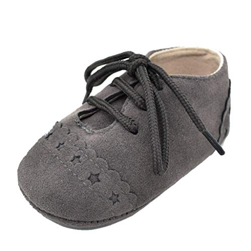 Zapatos Bebé Niña 2019 SHOBDW Zapatos Bebé Niño Verano Suela Suave Antideslizante Zapatillas Ata para Arriba Zapatos Bajos Linda Zapatos Bebé Recién Nacida Zapatos Bebe Primeros Pasos(Gris 2,6~12)