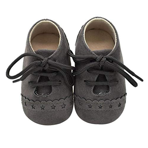 Zapatos Bebé Niña 2019 SHOBDW Zapatos Bebé Niño Verano Suela Suave Antideslizante Zapatillas Ata para Arriba Zapatos Bajos Linda Zapatos Bebé Recién Nacida Zapatos Bebe Primeros Pasos(Gris 2,6~12)