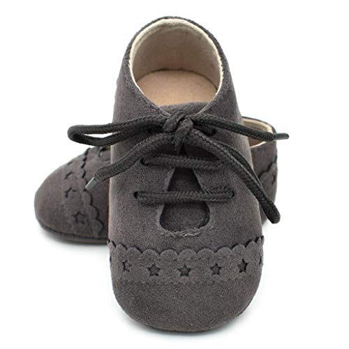 Zapatos Bebé Niña 2019 SHOBDW Zapatos Bebé Niño Verano Suela Suave Antideslizante Zapatillas Ata para Arriba Zapatos Bajos Linda Zapatos Bebé Recién Nacida Zapatos Bebe Primeros Pasos(Gris 2,6~12)
