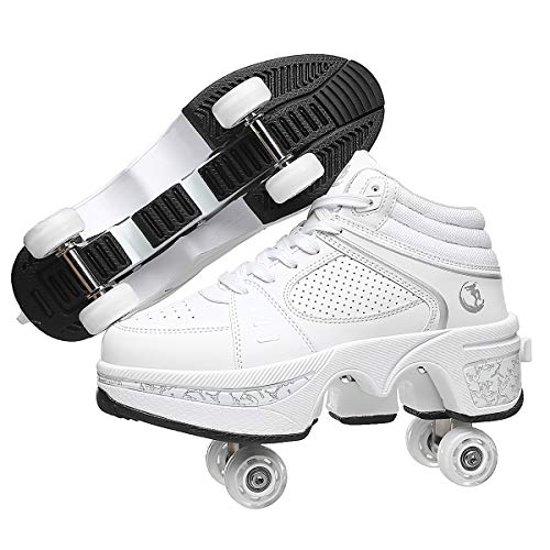 Zapatos con Ruedas para Niños Y Niña, Zapatos Multiusos 2 En 1 Patines Zapatillas Deportes Al Aire Libre De Deporte