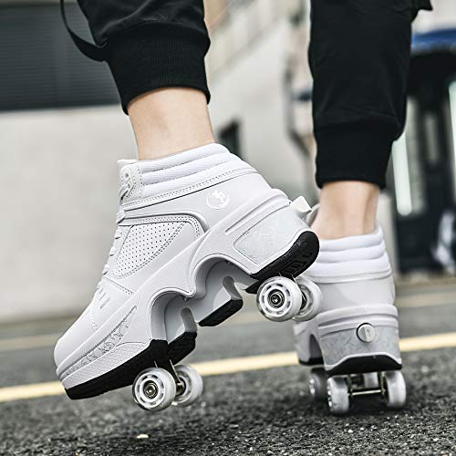 Zapatos con Ruedas para Niños Y Niña, Zapatos Multiusos 2 En 1 Patines Zapatillas Deportes Al Aire Libre De Deporte