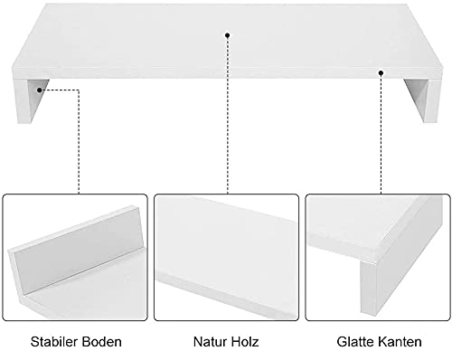 Zerone - Soporte para Monitor de Ordenador, Soporte Elevador de Madera Universal para Pantalla de Ordenador TV, Diseño Ergonomico (Blanco)