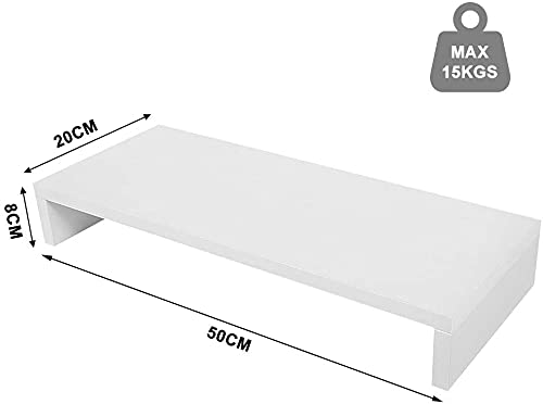 Zerone - Soporte para Monitor de Ordenador, Soporte Elevador de Madera Universal para Pantalla de Ordenador TV, Diseño Ergonomico (Blanco)