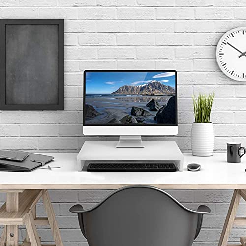Zerone - Soporte para Monitor de Ordenador, Soporte Elevador de Madera Universal para Pantalla de Ordenador TV, Diseño Ergonomico (Blanco)