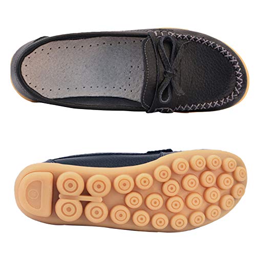 zhenghewyh Mujer Mocasines de Cuero Casual Borla Mocasines Zapatos de Conducción Planos Zapatillas de Barco Zapatos de Verano para Damas