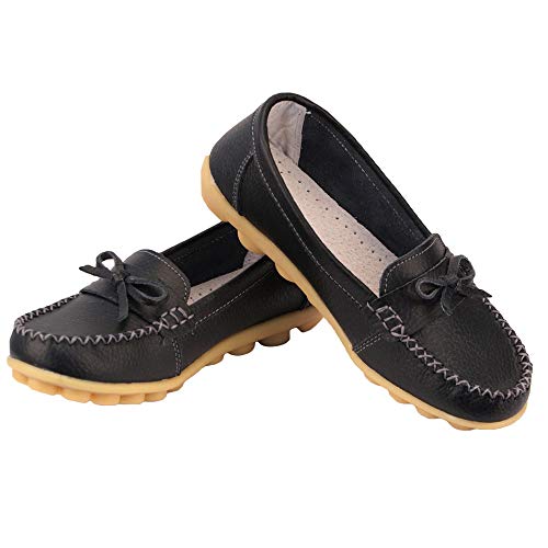 zhenghewyh Mujer Mocasines de Cuero Casual Borla Mocasines Zapatos de Conducción Planos Zapatillas de Barco Zapatos de Verano para Damas