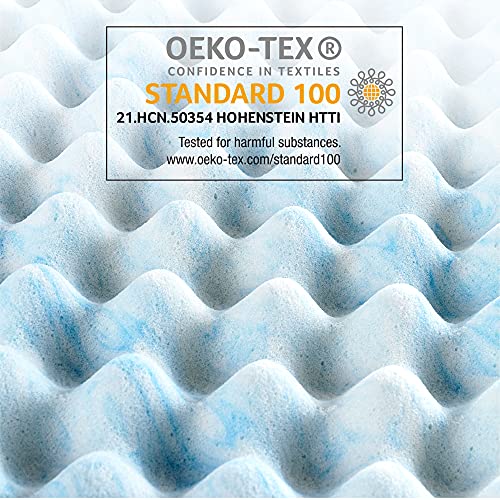 Zinus Swirl Gel Sobrecolchón de Espuma Viscolástica y Refrigeración, Diseño Refrescante y Con Circulación de Aire, Alivio de Presión, 90 x 190 cm, Certificado OEKO-TEX, para Colchón, Cama y Sofá