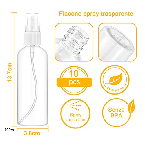 ZITFRI 10 Piezas Recipientes de Aerosol Vacíos de 100 ml, Botes Vacios para Rellenar Gel, Bote Dosificador, Botellas de Viaje para Cosméticos, Perfumes, Desinfectantes, Irrigación