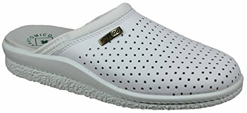 Zueco Sanitario anatómico Piel Unisex (42 EU, Blanco)