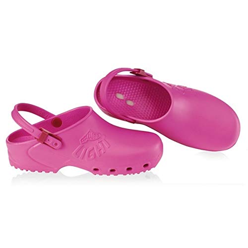 Zuecos profesionales sanitarios Calzuro, ligeros, con marcado CE, colores blanco, verde, lila, rosa, naranja, azul, negro Rosa Size: 37 EU