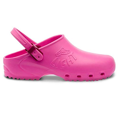 Zuecos profesionales sanitarios Calzuro, ligeros, con marcado CE, colores blanco, verde, lila, rosa, naranja, azul, negro Rosa Size: 37 EU