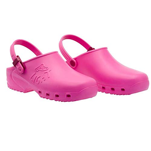 Zuecos profesionales sanitarios Calzuro, ligeros, con marcado CE, colores blanco, verde, lila, rosa, naranja, azul, negro Rosa Size: 37 EU