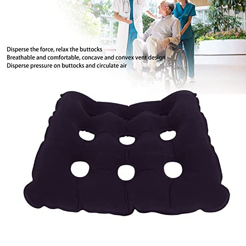 01 02 015 Cojín para Asiento de Aire, Cojín Inflable para Silla, Alivio de Presión en Forma de Cuadrado Grueso con Orificios para Silla(Cojín Cuadrado Azul)