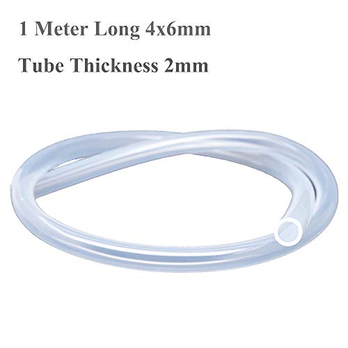 1 Metros Tubo Silicona 4 mm Diámetro Interior x 6 mm Diámetro Exterior Manguera de Silicona Flexible Grado Alimenticio de Silicona Transparente para Hacer Cables Cables Cables de Plomo