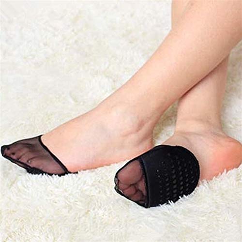 1 par de plantillas de algodón transpirables para pie de mujer, almohadillas para aliviar el dolor en la parte delantera del pie, cojín de apoyo sin dolor, color negro
